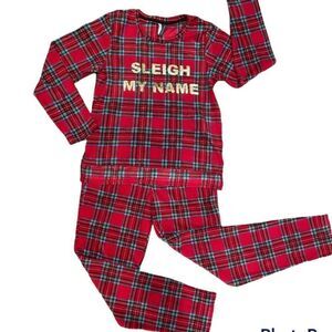 NWT JACLYN INTIMATES Sz M Plaid Velour “Sleigh My Name” Pajamas